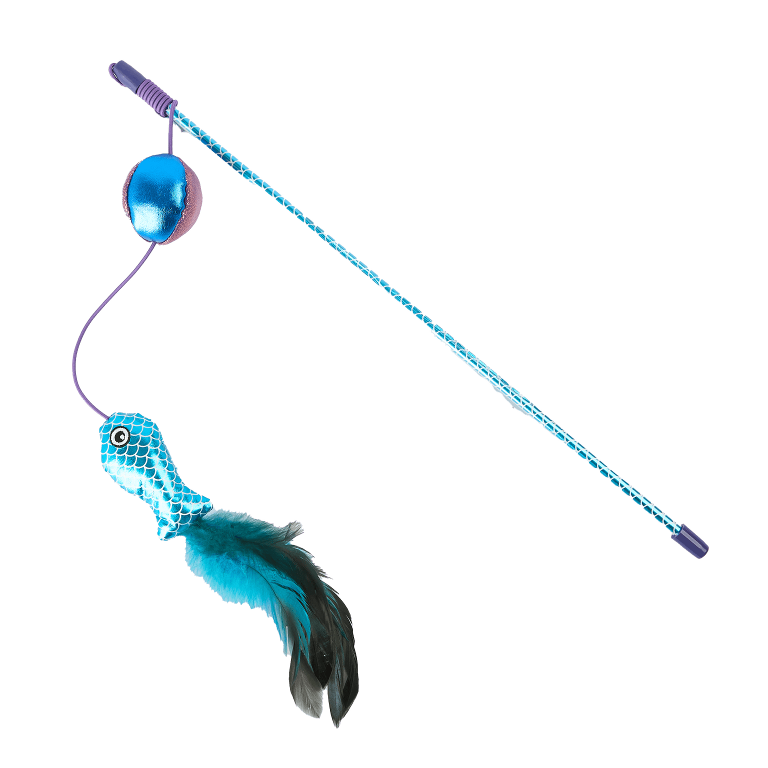 the-catsentials-metallic-fish-teaser-with-ball-and-feather-cat-toy