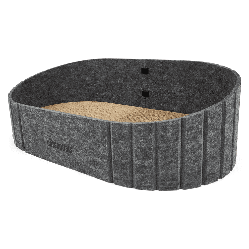 the-catsentials-oval-felt-cat-scratcher-bed-grey