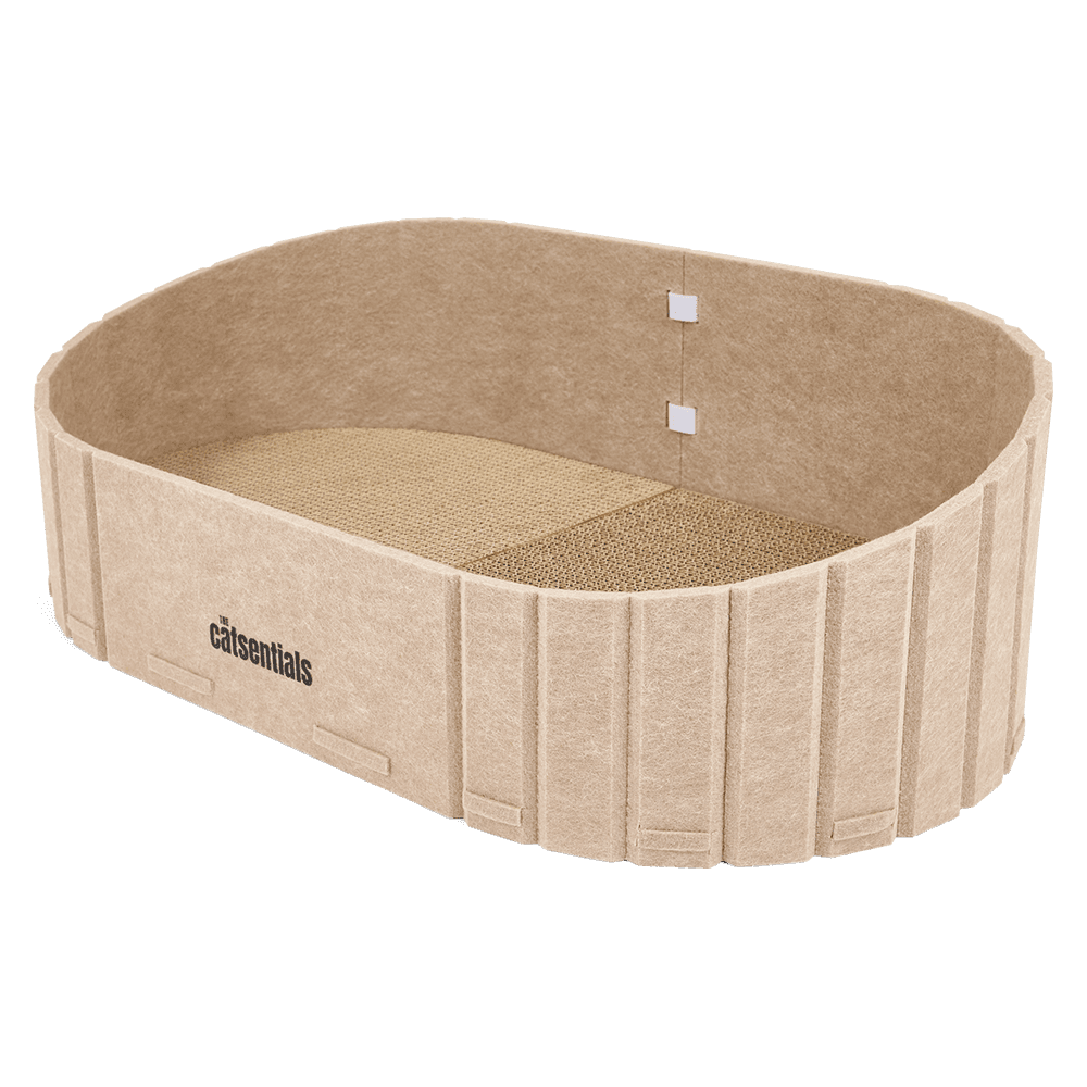 the-catsentials-oval-felt-cat-scratcher-bed-beigie