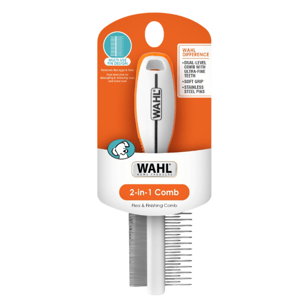 wahl-2-in-1-finishing-and-flea-comb-dog-grooming-tool-orange