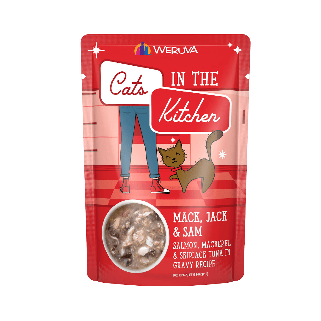 Salmon Mackerel and Skipjack in Gravy Adult Wet Cat Food Pouches