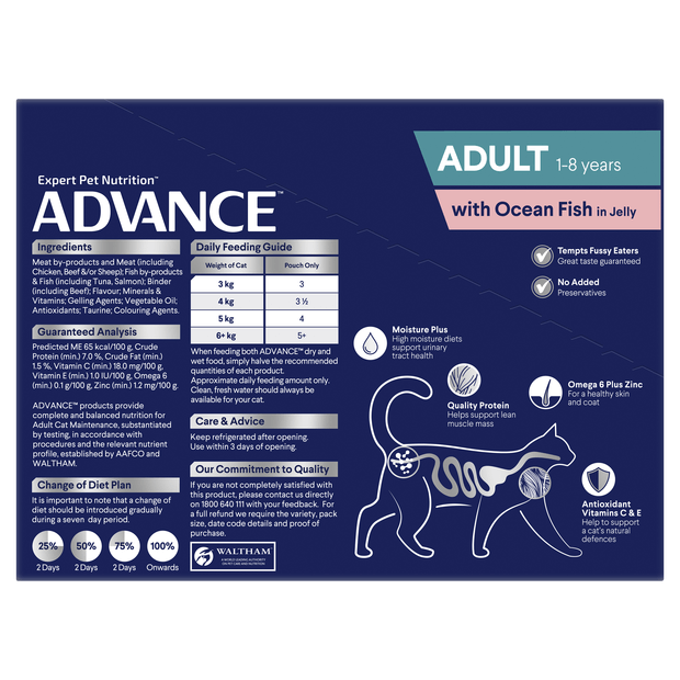 Buy Advance Adult Ocean Fish In Jelly Wet Cat Food Pouches Online Low