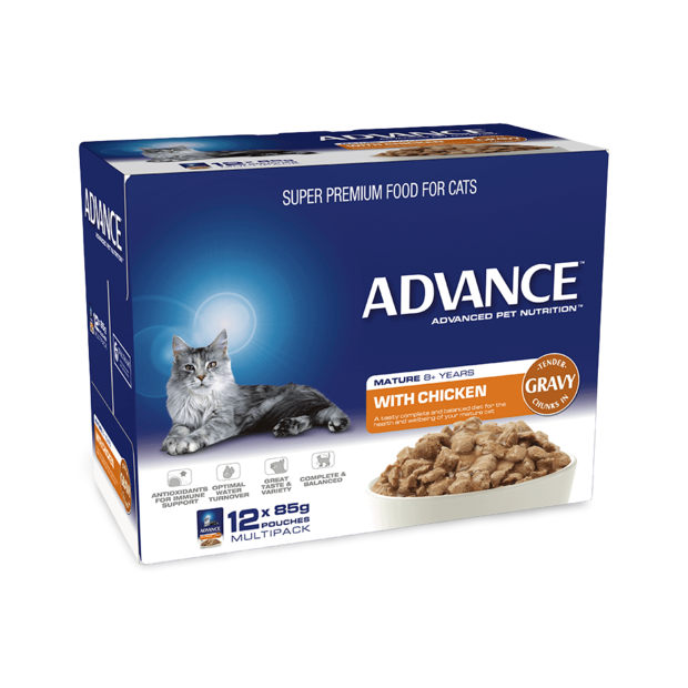 Buy Advance Mature Chicken In Gravy Wet Cat Food Pouches Online Low