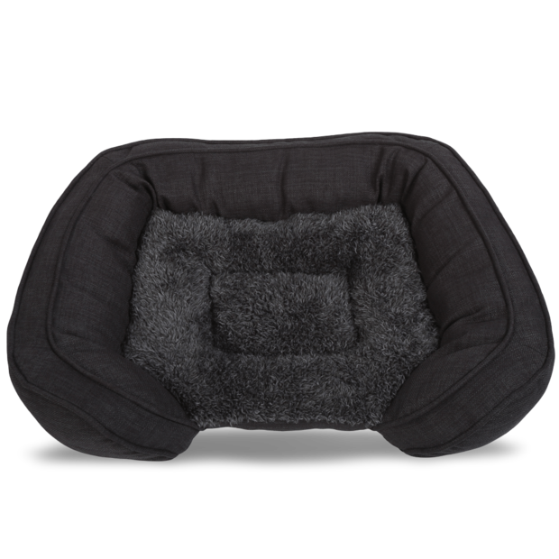 Buy Charlies Pet Faux Fur Bed With Padded Bolster Dark Grey Online