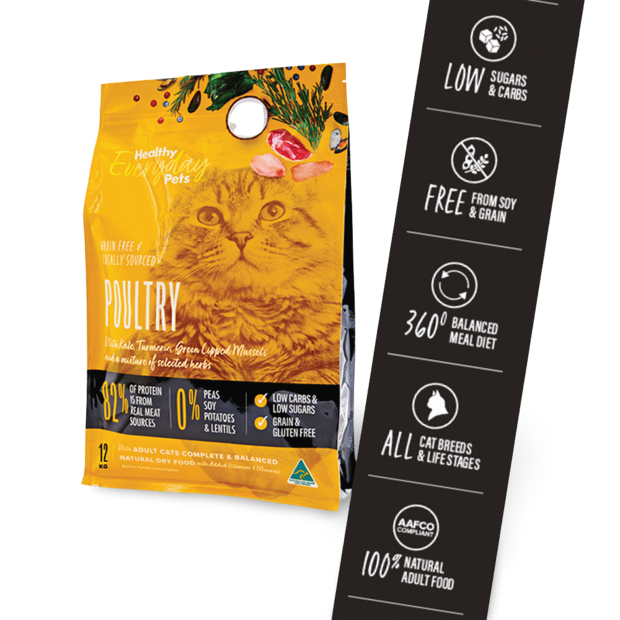 Buy Healthy Everyday Pets Dry Cat Food Adult Poultry Online Low Prices, Free Shipping