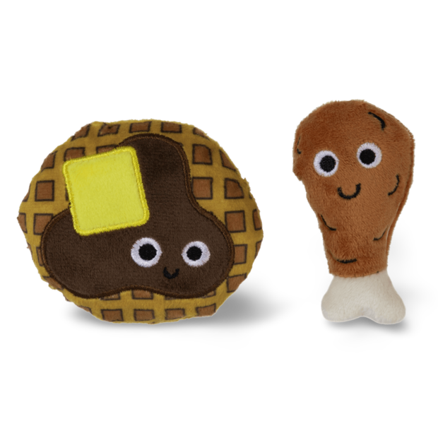 Buy Mad Cat Chicken And Waffles Plush 2 Pack Cat Toy Online Better