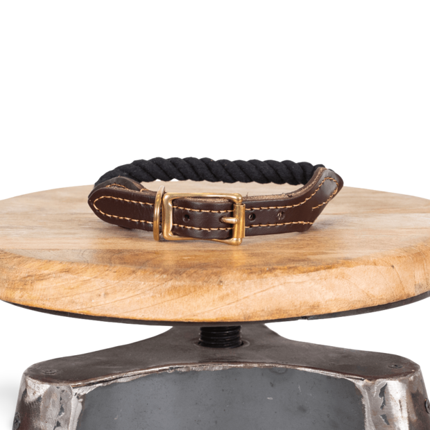 Buy Mog And Bone Leather And Brass Rope Collar Black Online Better Prices At Pet Circle