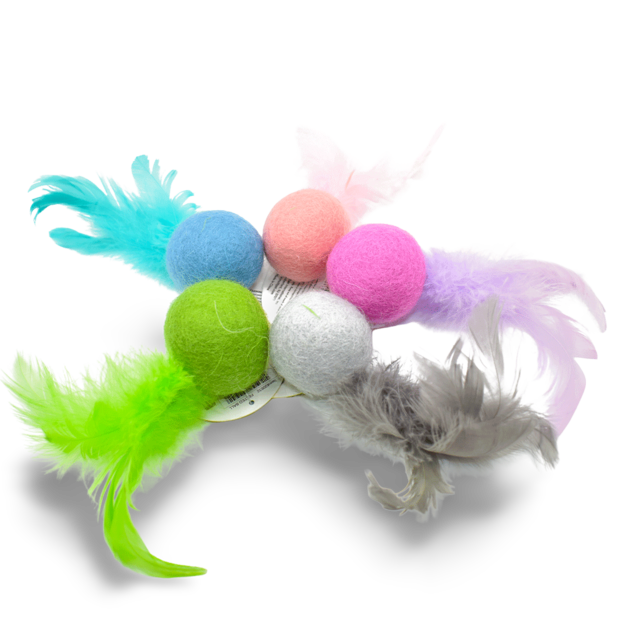 Buy Multipet Felt Ball With Feather Cat Toy Assorted Colours Online