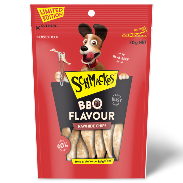 Buy Schmackos Dog Treat Smokey Bacon Bbq Rawhide Chips Online Low