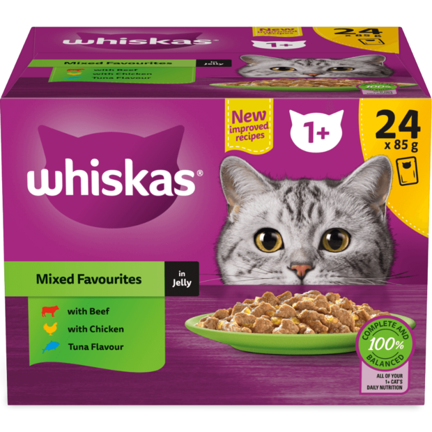 Buy Whiskas 1 Plus Mixed Favourites In Jelly Pouches Wet Cat Food