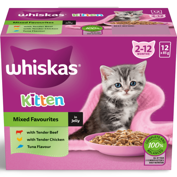 Buy Whiskas Mixed Favourites In Jelly Pouches Wet Kitten Food Online