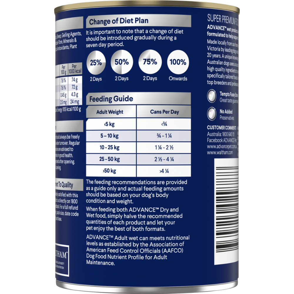 Buy Advance Adult Chicken Salmon And Rice Wet Dog Food Cans Online