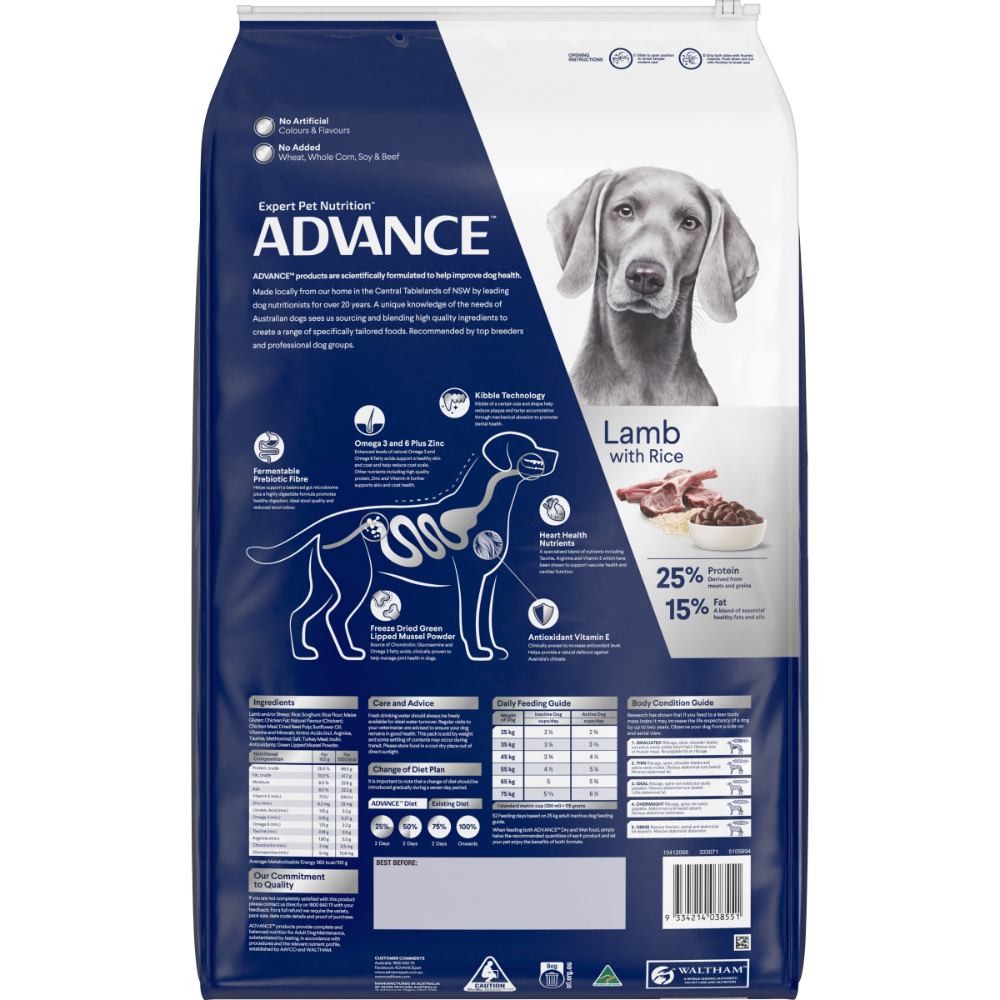 Buy Advance Adult Large Breed Dry Dog Food Lamb Online Low Prices, Free Shipping