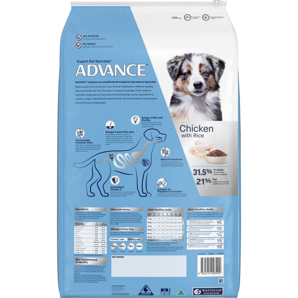 Buy Advance Medium Puppy Dry Dog Food Chicken With Rice Online Better Prices At Pet Circle