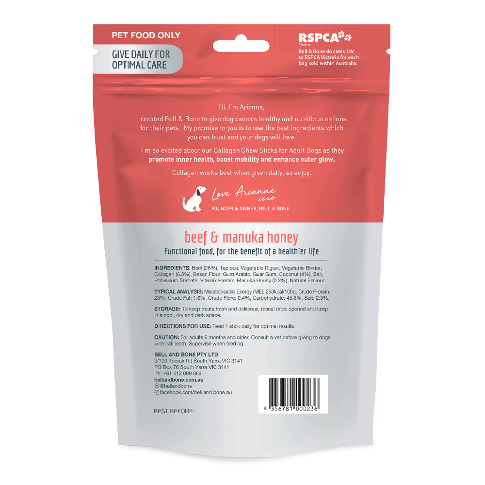 Buy Bell And Bone Collagen Beef Chew Sticks Adult Dog Treats Online