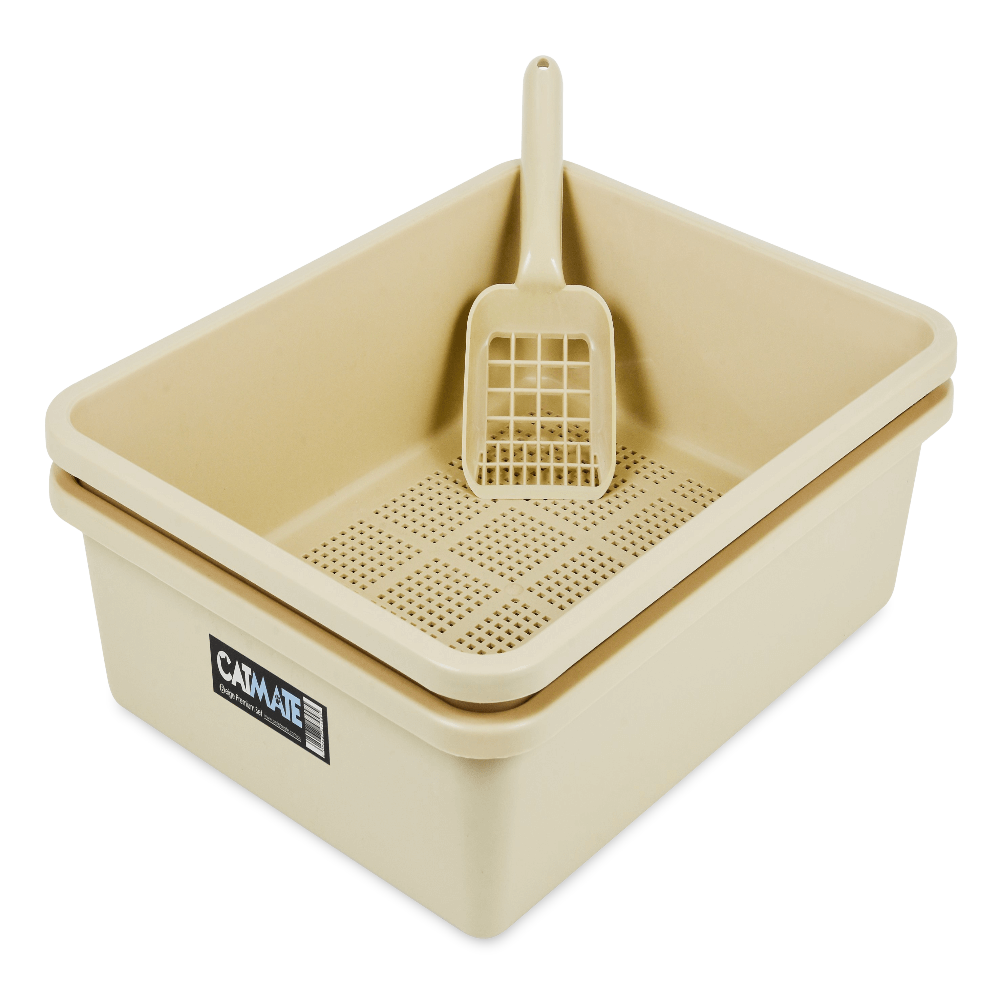 Buy Catmate Cat Litter Trays 3 Piece Beige Online Low Prices, Free