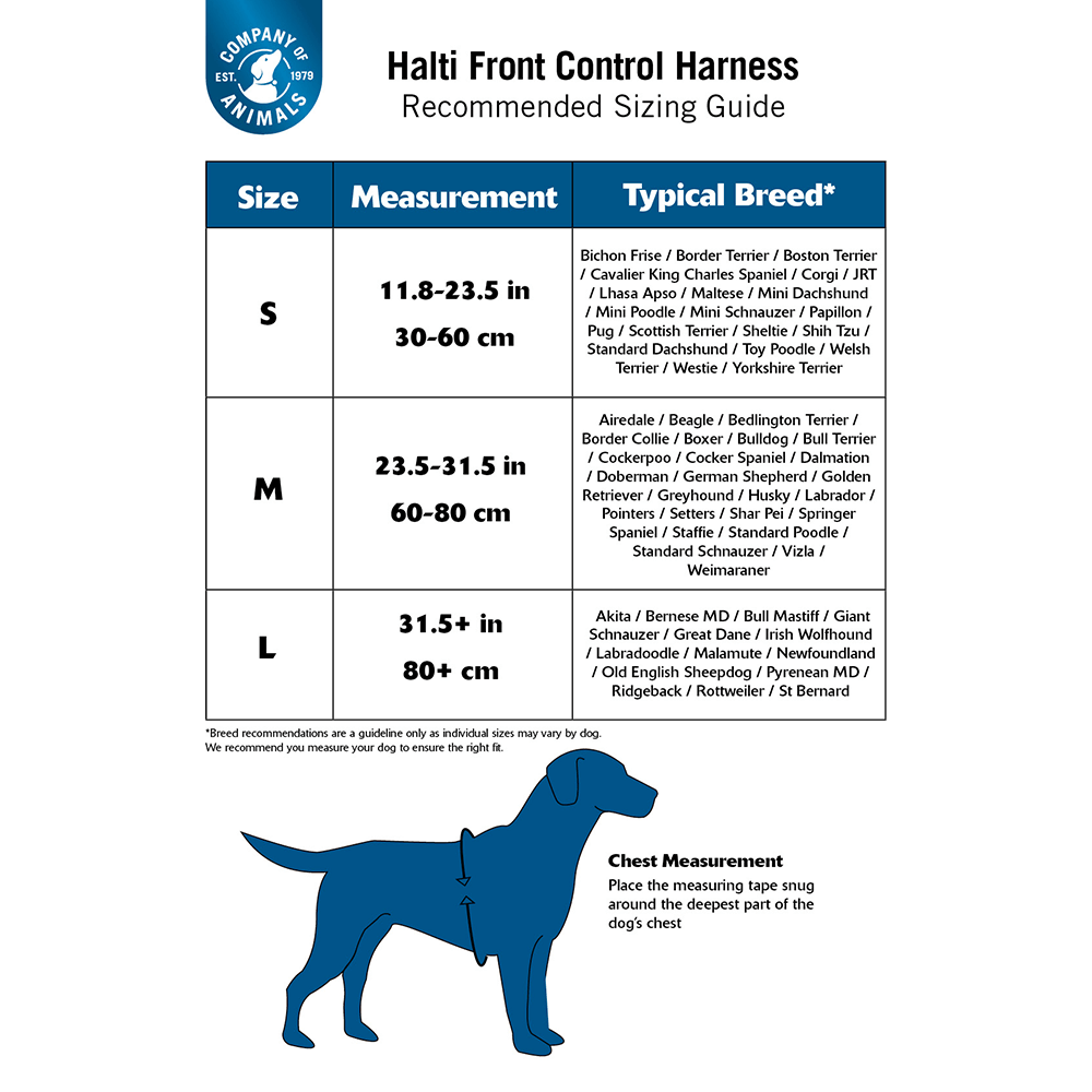 halti harness size guide