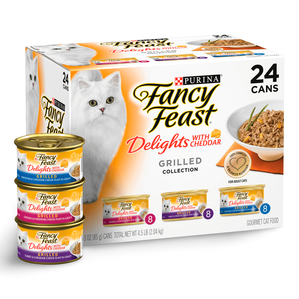 thumbnail image 2 of Purina Fancy Feast Grilled Seafood Wet Cat Food Variety Pack - 24 Count Of 3oz Cans 2 of 3