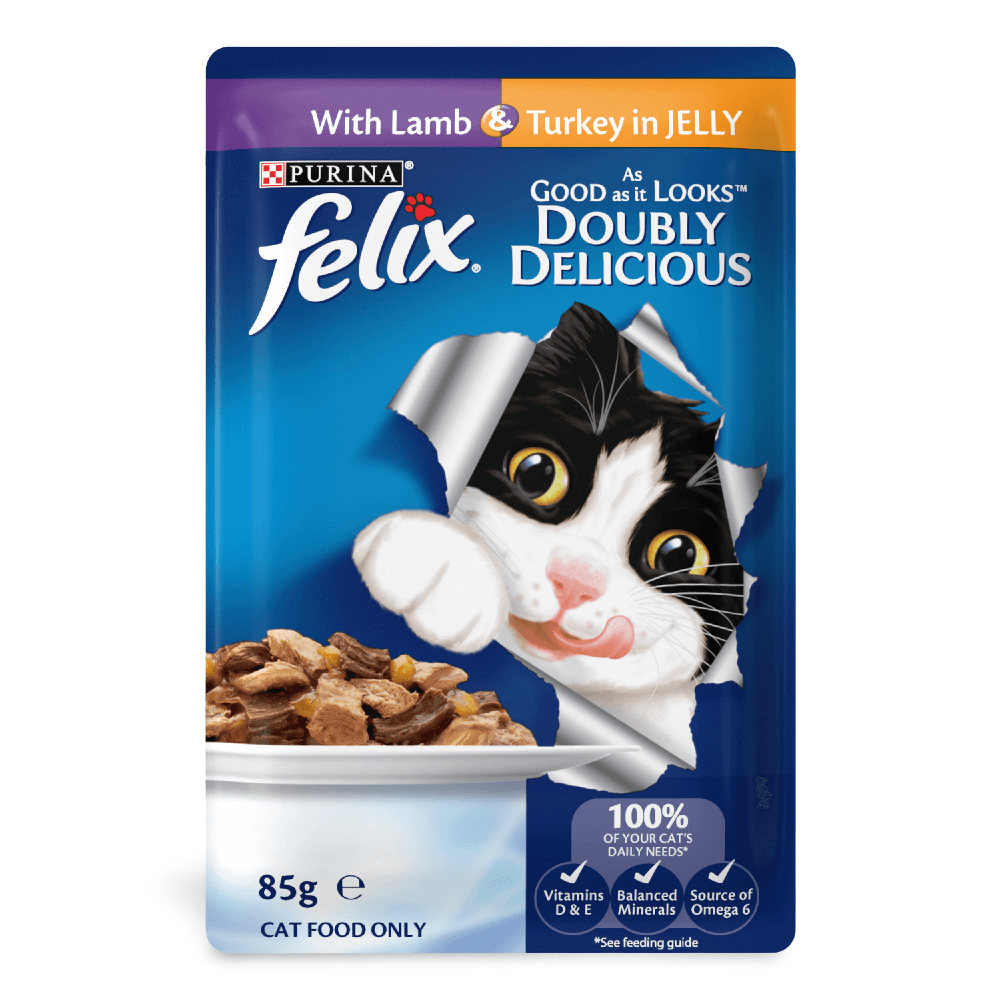 Buy Felix Wet Cat Food Adult Doubly Delicious Meat Selection Pouches