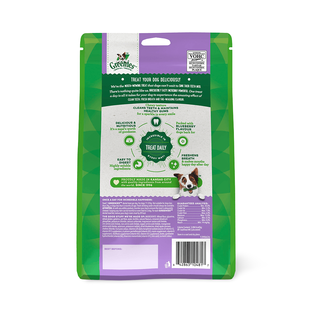 Buy Greenies Blueberry Flavour Regular Dog Dental Treats 12 Pieces
