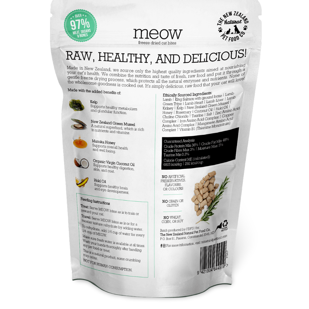 Buy Nz Natural Meow Lamb And King Salmon Freeze Dried Cat Bites Travel