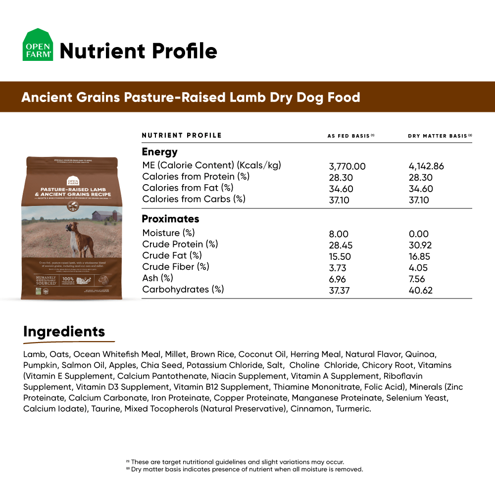 Buy Open Farm Pasture Raised Lamb Ancient Grain Dry Dog Food Online