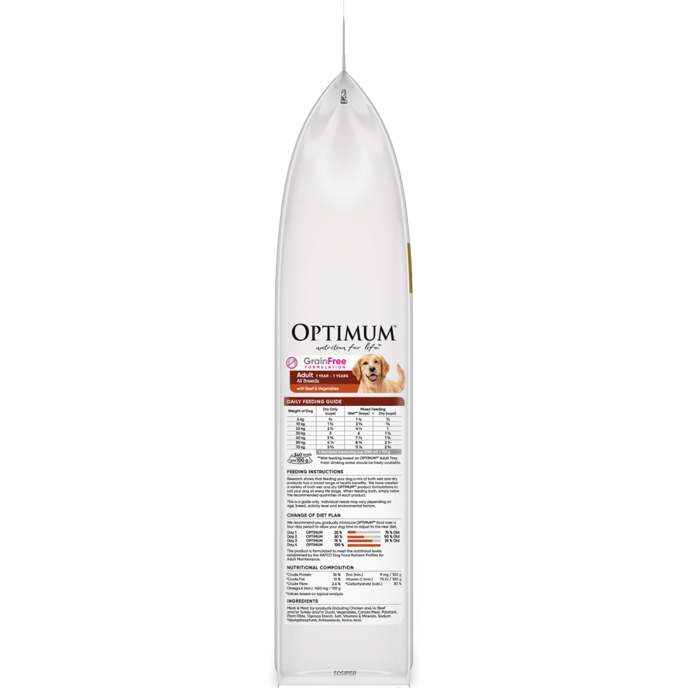 Buy Optimum Dry Dog Food Grain Free Beef Veges Online Low Prices