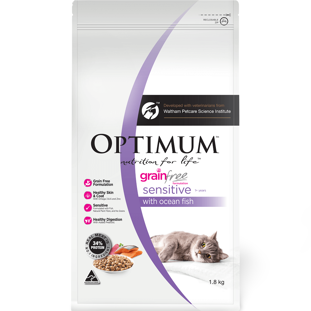 Buy Optimum Grain Free Sensitive Dry Cat Food With Ocean Fish Online Low Prices, Free Shipping