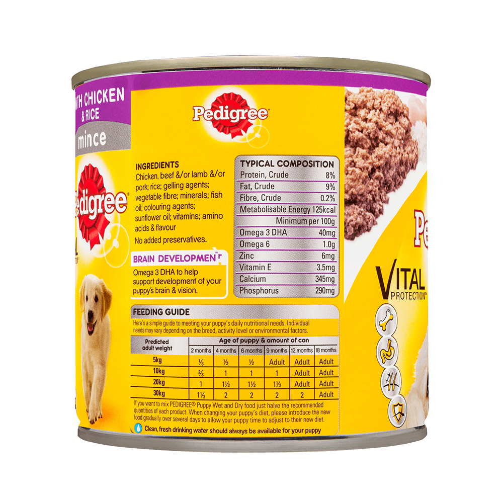 Buy Pedigree Puppy Minced Chicken Rice Cans Online Low Prices, Free Shipping