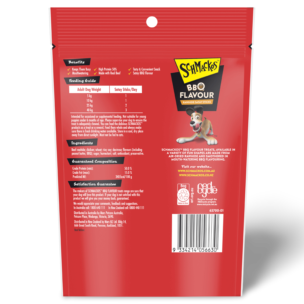 Buy Schmackos Dog Treat Satay Bbq Flavour Rawhide Satay Online Better