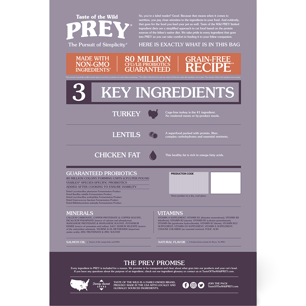 Buy Taste Of The Wild Prey Grain Free Turkey Dry Cat Food Online Low