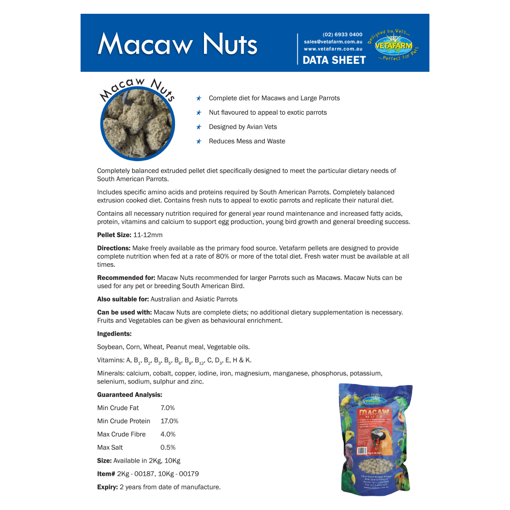 Buy Vetafarm Macaw Nuts Online Better Prices At Pet Circle