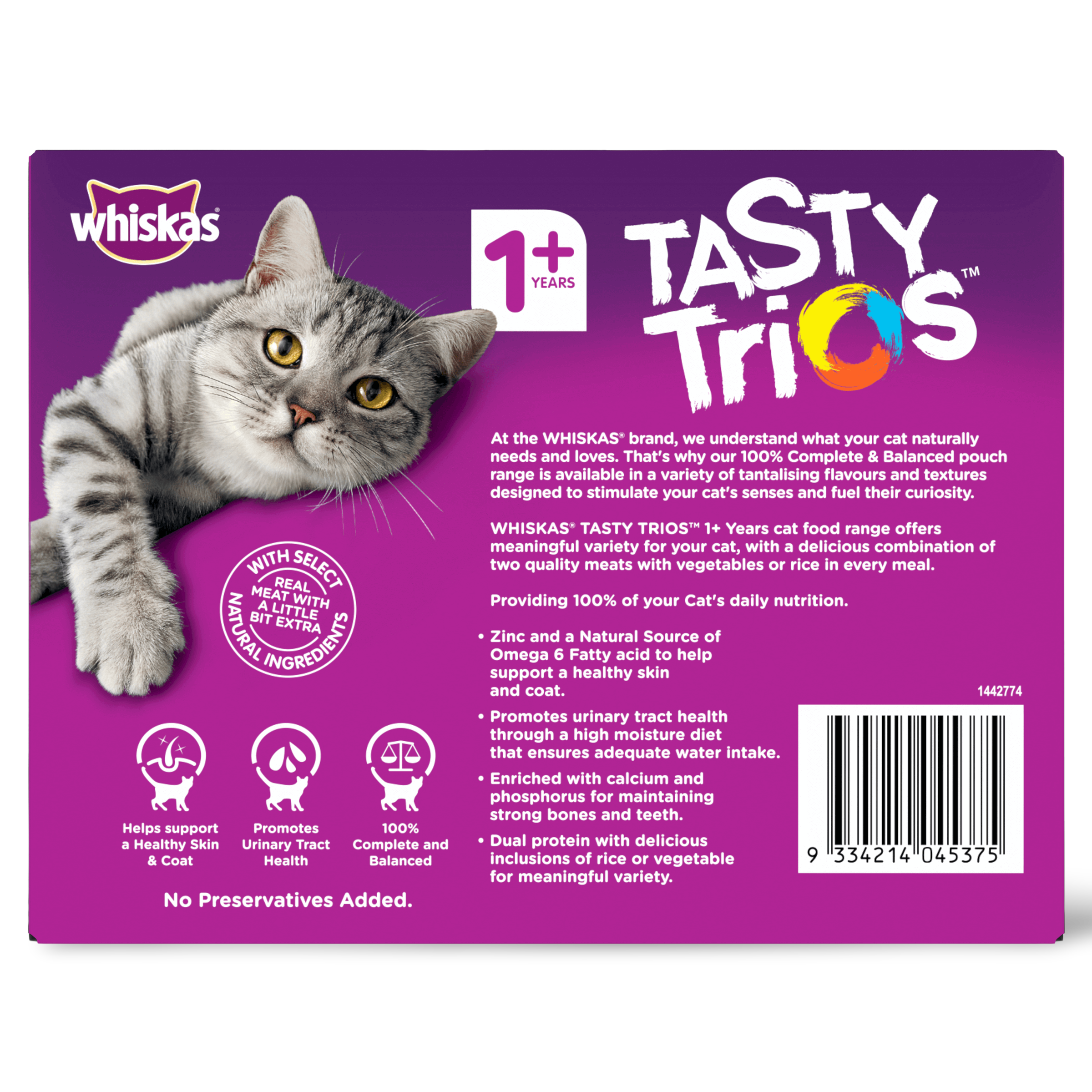 Buy Whiskas Wet Cat Food Tasty Trios Poultry Selection Online Low