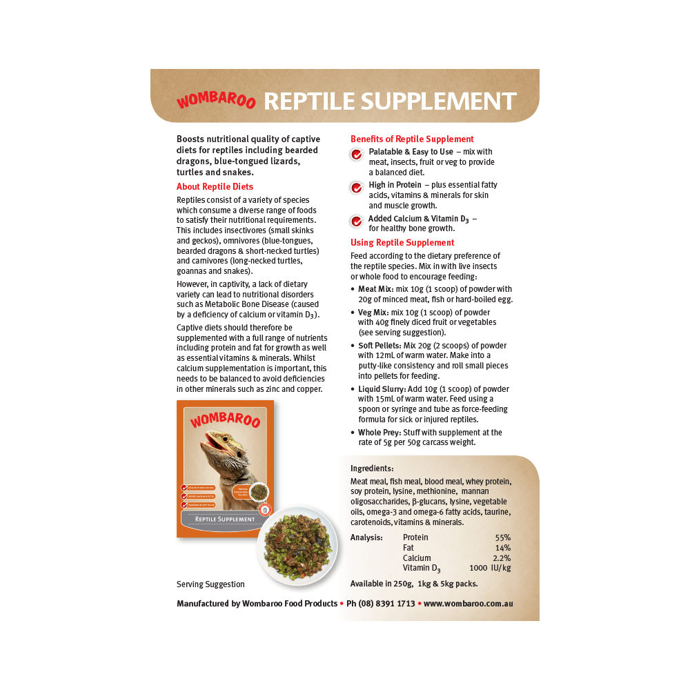 Buy Wombaroo Reptile Supplement Online Low Prices, Free Shipping