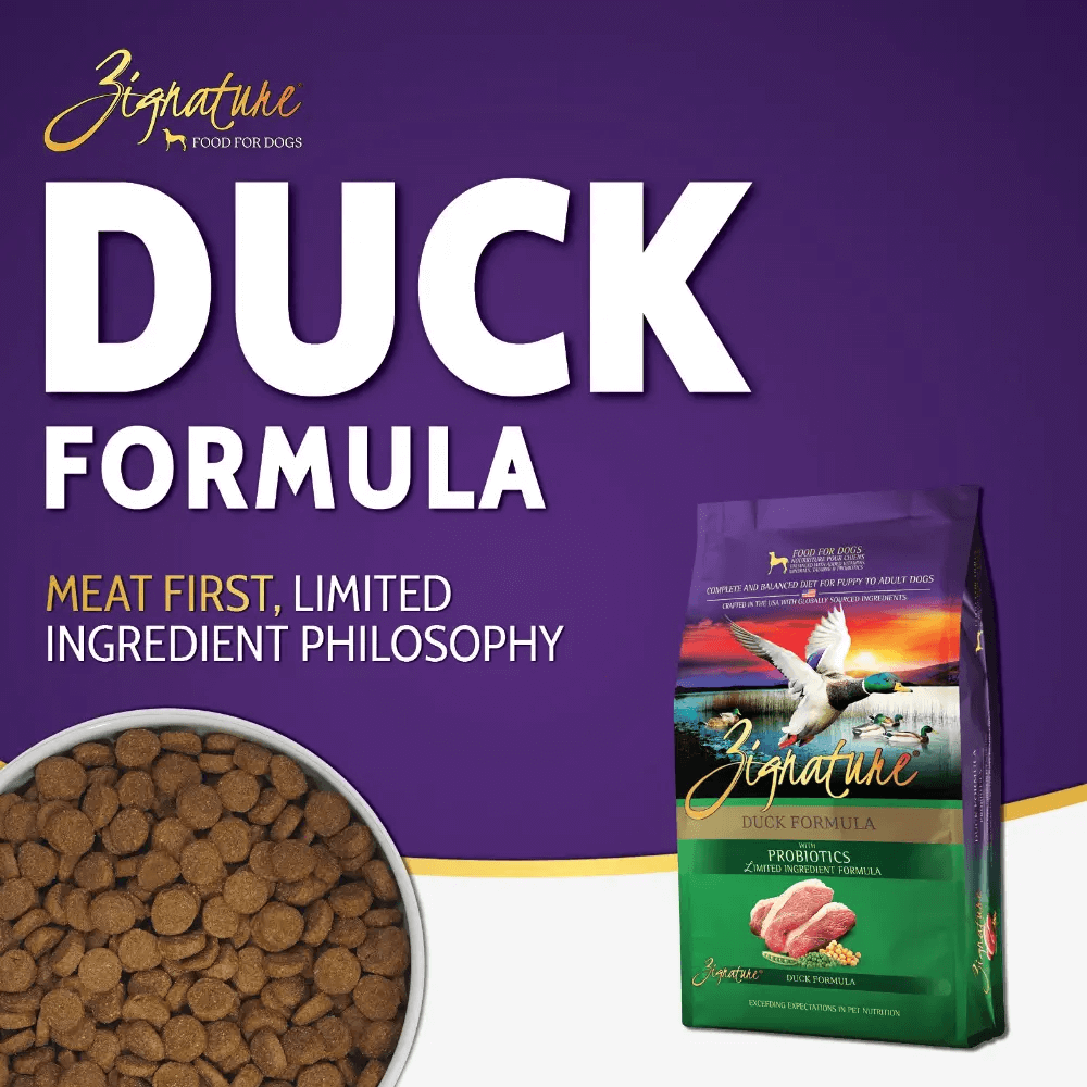 Buy Zignature Grain Free Duck Formula Dry Dog Food Online Better Prices At Pet Circle
